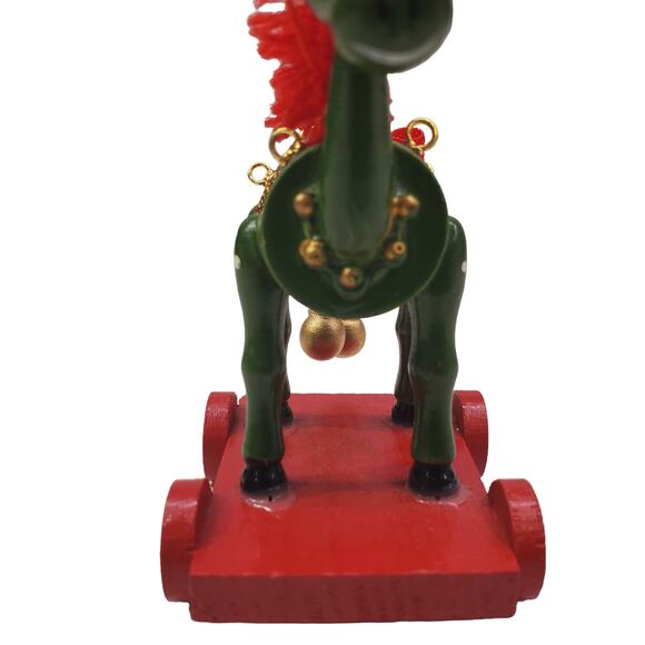 Vintage Wooden Red Rocking Horse Christmas Ornament Trojan Horse Ornament - Picture 11 of 13